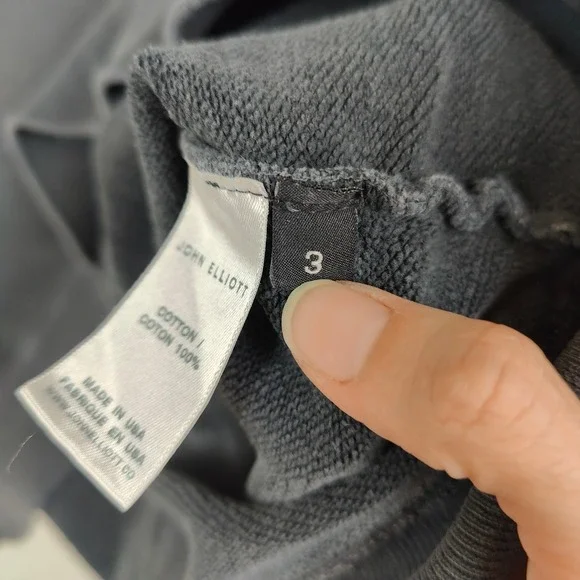 John Elliott Sweatshirt Mens Large 3 Grey Washed Distressed Sweatshirt Grunge - Picture 13 of 14